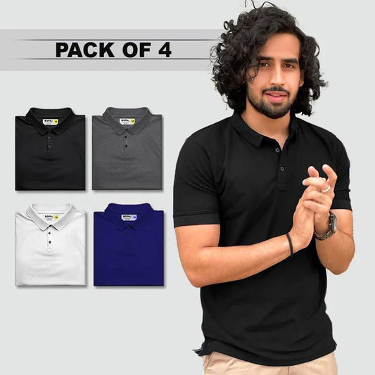 Poly Matte Solid Half Sleeves Mens Polo T-Shirt ( Buy 2 Get 2 )